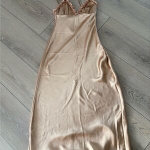 Zara Tan Satin Dress